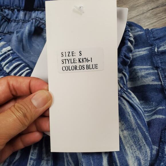 Indigo & Lace Chambray Blue Tiered Maxi Skirt Size S Cottagecore Coastal Grandma - Picture 6 of 8